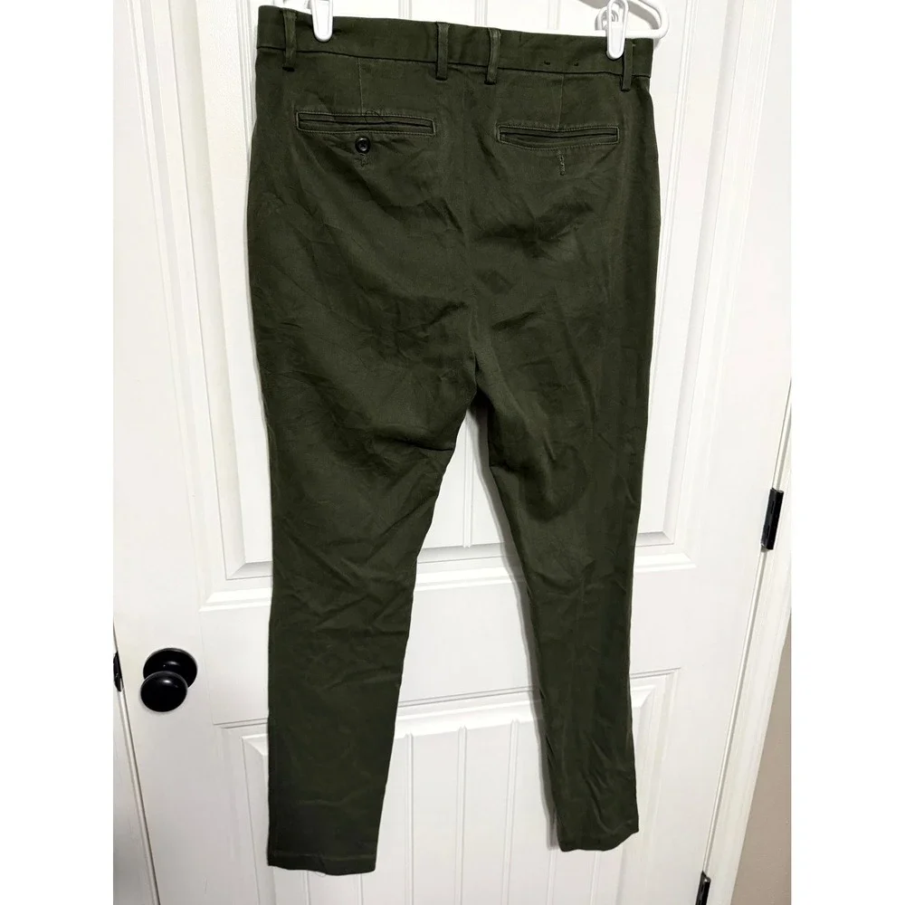 Banana Republic Chinos Mens 32x34 Olive Green Slim Fit Cotton Blend Trousers